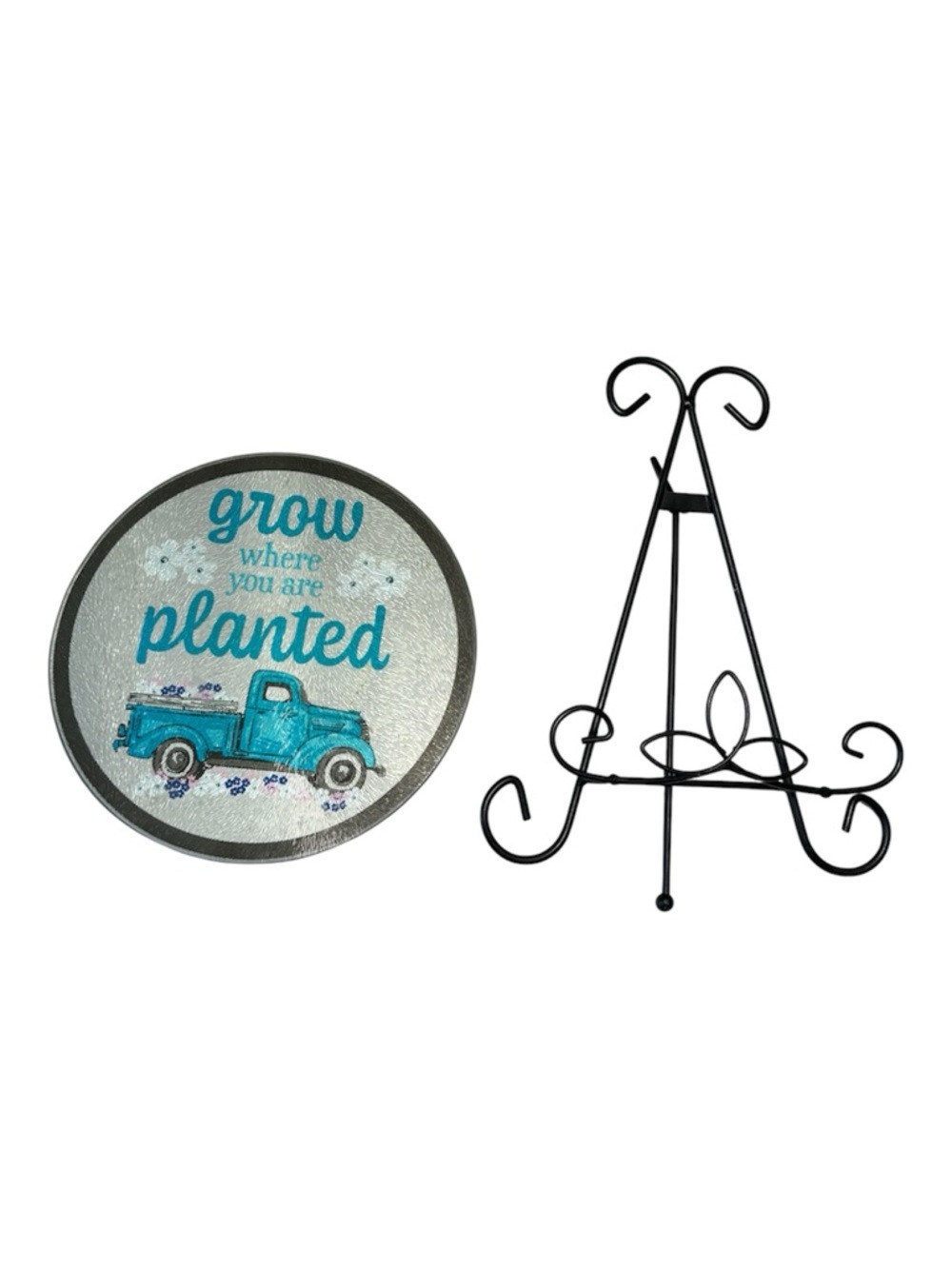 Glass cutting board. Decorative, Round, sign. Grow Where You Are Planted”